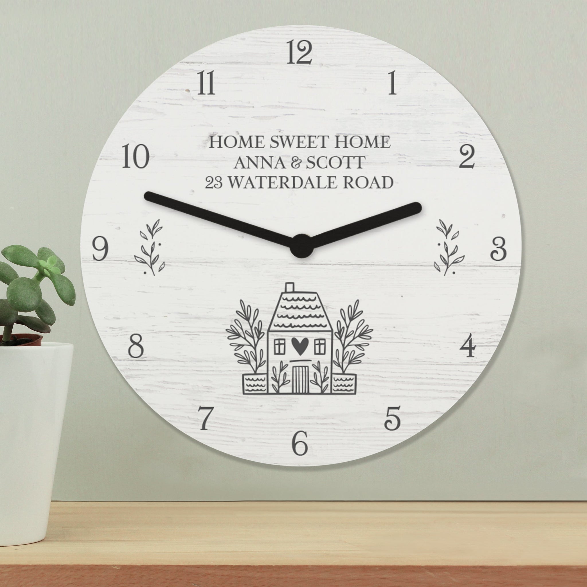 Personalised HOME Shabby Chic Wooden Clock: 4 - Clocks By Gift Moments