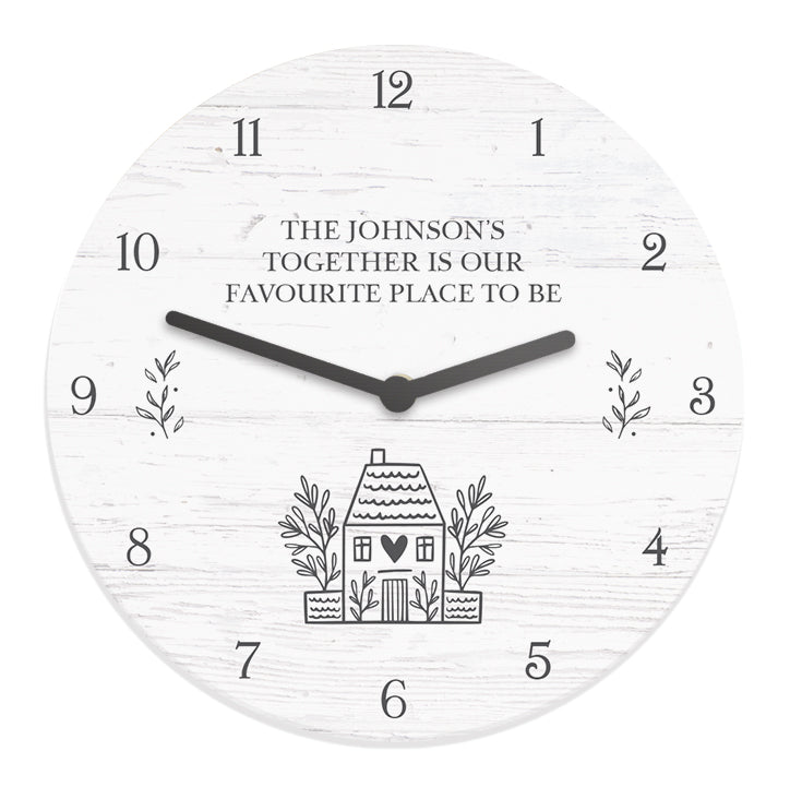 Personalised HOME Shabby Chic Wooden Clock: 6 - Clocks By Gift Moments