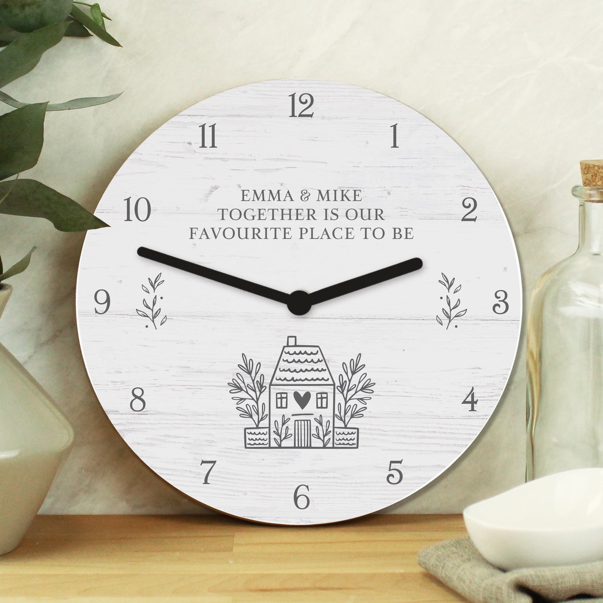 Personalised HOME Shabby Chic Wooden Clock: 5 - Clocks By Gift Moments