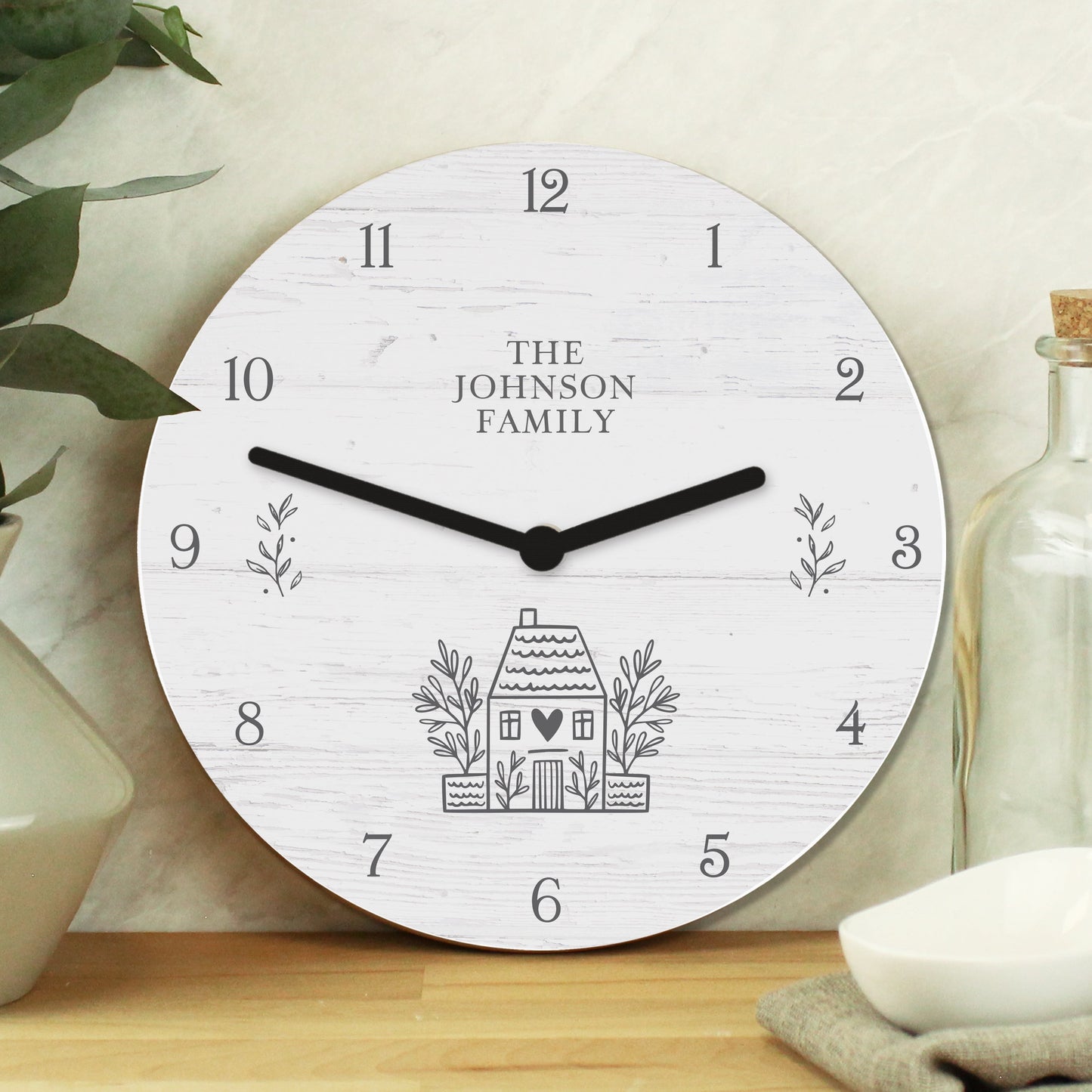 Personalised HOME Shabby Chic Wooden Clock: 1 - Clocks By Gift Moments