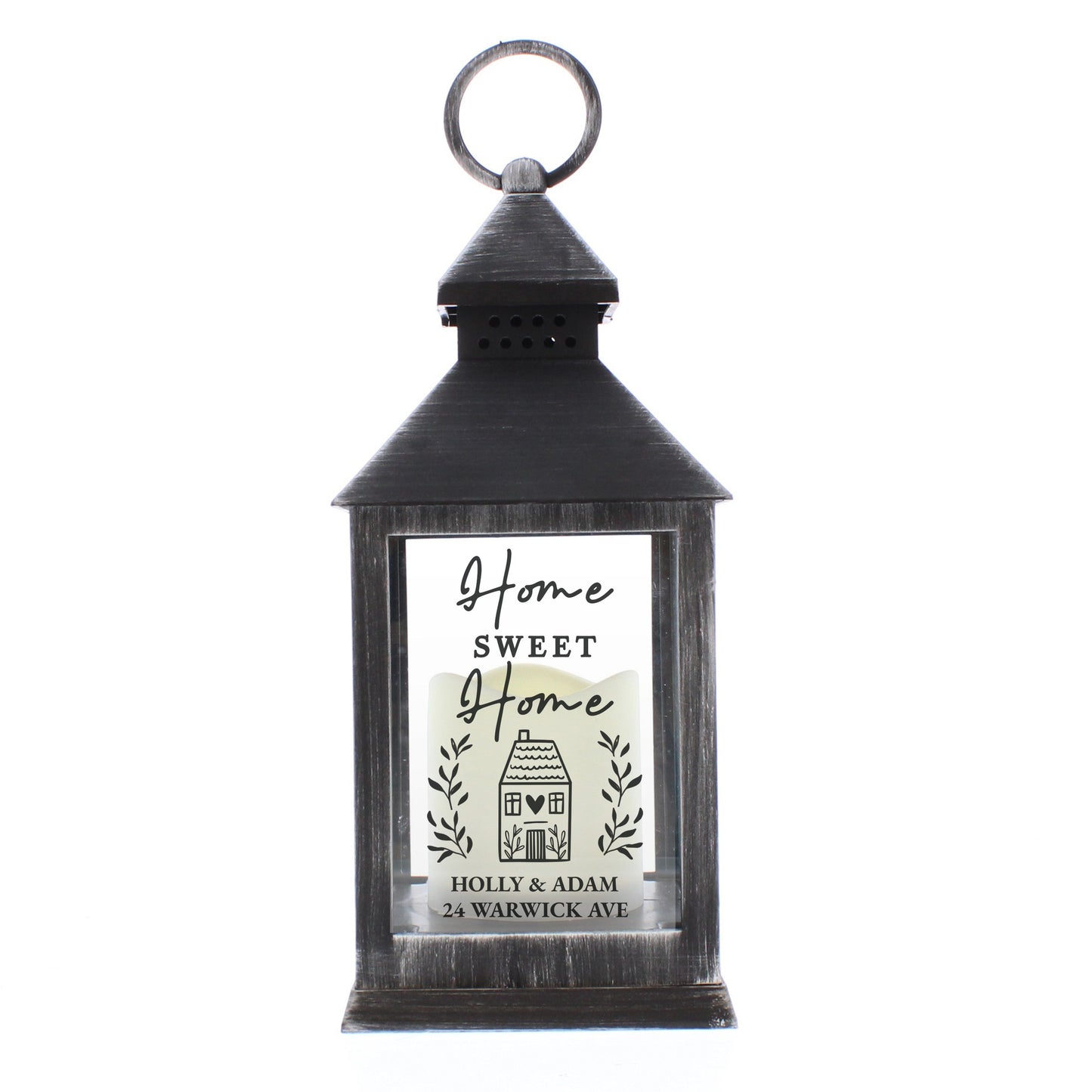 Personalised Home Sweet Home Black Lantern: 5 - LED Lighting By Gift Moments