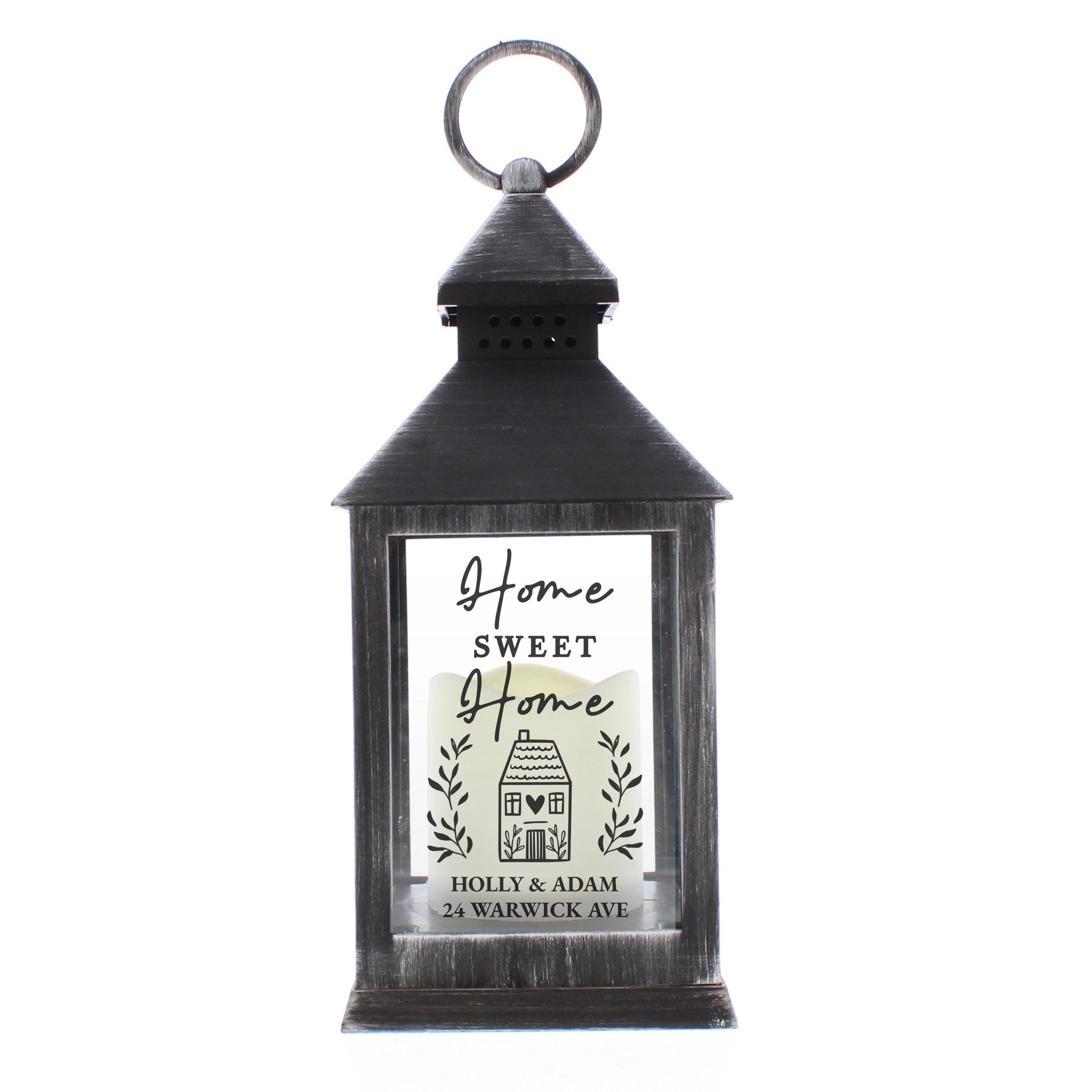 Personalised Home Sweet Home Black Lantern: 5 - LED Lighting By Gift Moments