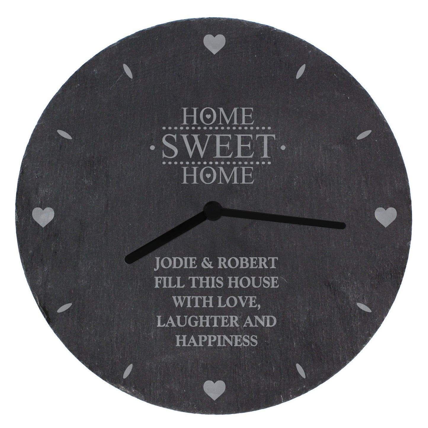 Personalised Home Sweet Home Slate Clock: 5 - Clocks By Gift Moments