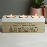 Personalised HOME Triple Tea Light Box: 6 - Candle Holders By Gift Moments