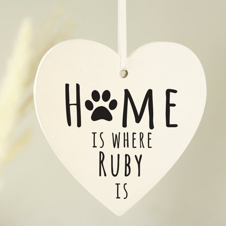 Personalised ’Home is Where’ Pet Wooden Heart Decoration: 2 - Decorations By Gift Moments