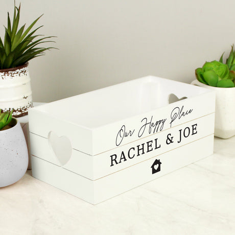 Personalised Home White Wooden Crate: 5 - Storage By Gift Moments