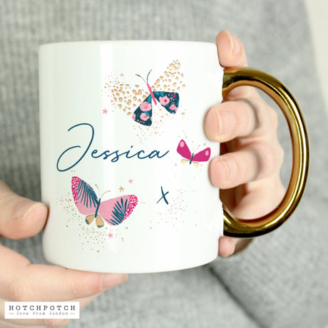 Personalised Hotchpotch Butterfly Gold Handle Mug: 2 - Mugs By Hotchpotch
