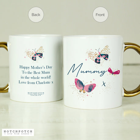 Personalised Hotchpotch Butterfly Gold Handle Mug: 4 - Mugs By Hotchpotch