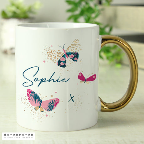 Personalised Hotchpotch Butterfly Gold Handle Mug: 6 - Mugs By Hotchpotch