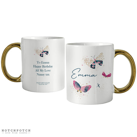 Personalised Hotchpotch Butterfly Gold Handle Mug: 5 - Mugs By Hotchpotch