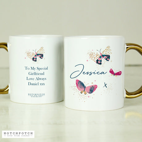 Personalised Hotchpotch Butterfly Gold Handle Mug: 3 - Mugs By Hotchpotch
