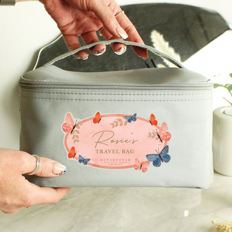 Personalised Hotchpotch Butterfly Grey Toiletry Bag: 4 - Bags By Hotchpotch