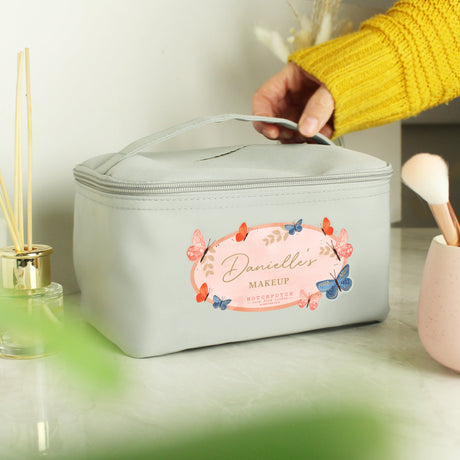 Personalised Hotchpotch Butterfly Grey Toiletry Bag: 3 - Bags By Hotchpotch