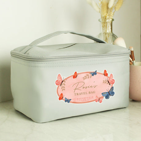 Personalised Hotchpotch Butterfly Grey Toiletry Bag: 7 - Bags By Hotchpotch