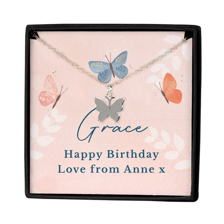 Personalised Hotchpotch Butterfly Sentiment Necklace and Box: 5 - Necklaces By Gift Moments
