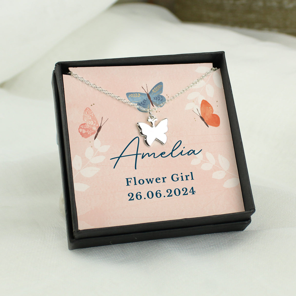Personalised Hotchpotch Butterfly Sentiment Necklace and Box: 3 - Necklaces By Gift Moments
