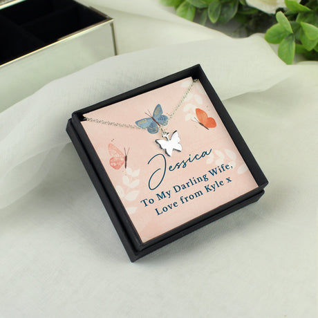 Personalised Hotchpotch Butterfly Sentiment Necklace and Box: 6 - Necklaces By Gift Moments