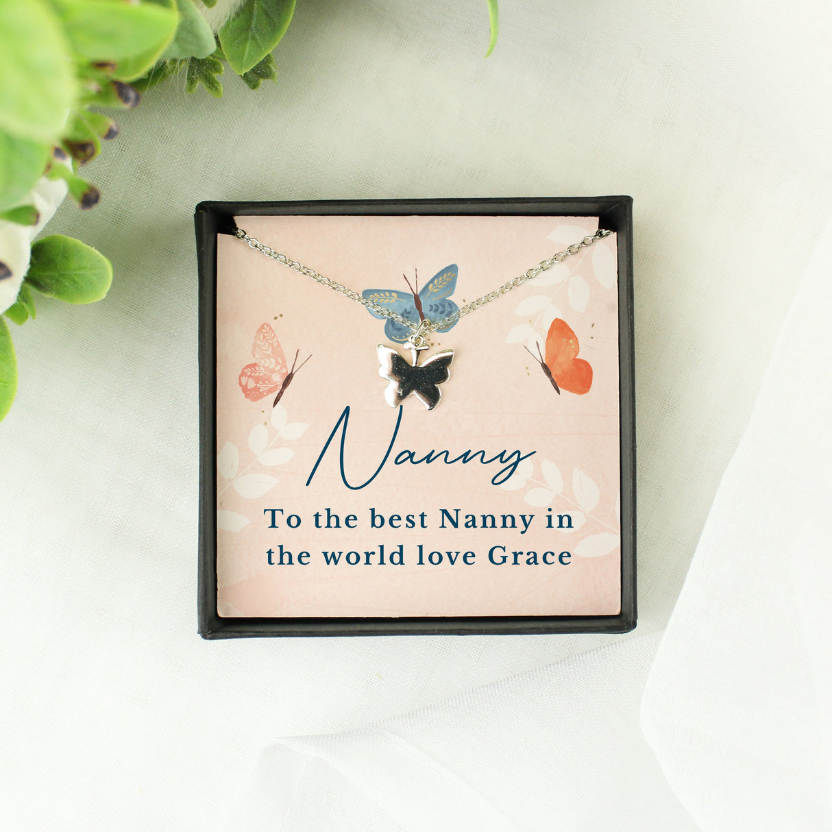 Personalised Hotchpotch Butterfly Sentiment Necklace and Box: 2 - Necklaces By Gift Moments