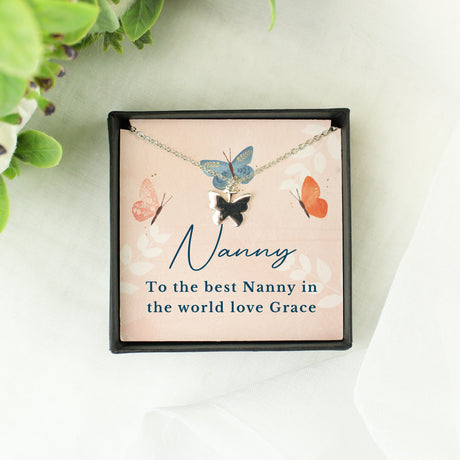 Personalised Hotchpotch Butterfly Sentiment Necklace and Box: 2 - Necklaces By Gift Moments