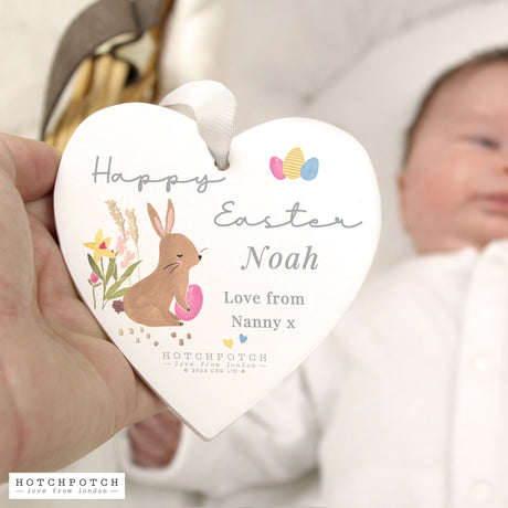 Personalised Hotchpotch Easter Wooden Heart Decoration: 2 - Decorations By Hotchpotch