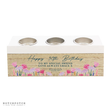 Personalised Hotchpotch Wild Flower Triple Tealight Box: 5 - Candle Holders By Hotchpotch