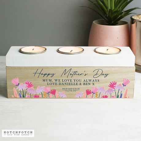 Personalised Hotchpotch Wild Flower Triple Tealight Box: 2 - Candle Holders By Hotchpotch