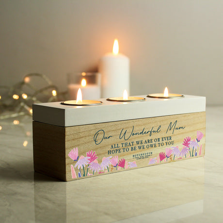 Personalised Hotchpotch Wild Flower Triple Tealight Box: 4 - Candle Holders By Hotchpotch