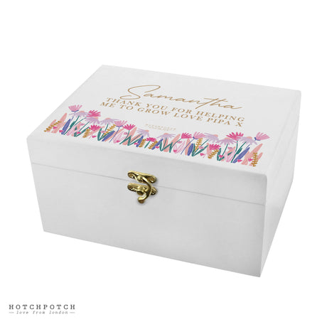 Personalised Hotchpotch Wild Flower White Wooden Keepsake Box: 5 - By Gift Moments