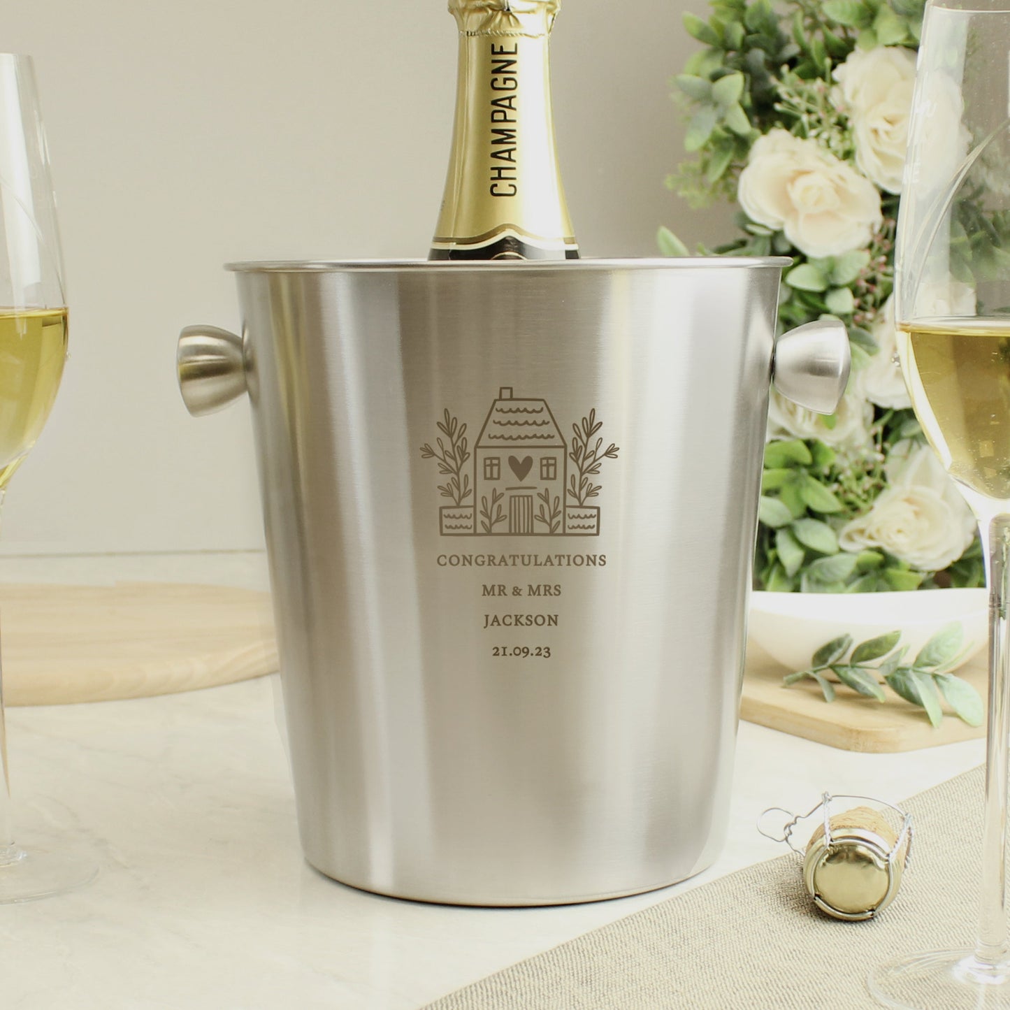 Personalised House Stainless Steel Ice Bucket: 3 - Barware By Gift Moments