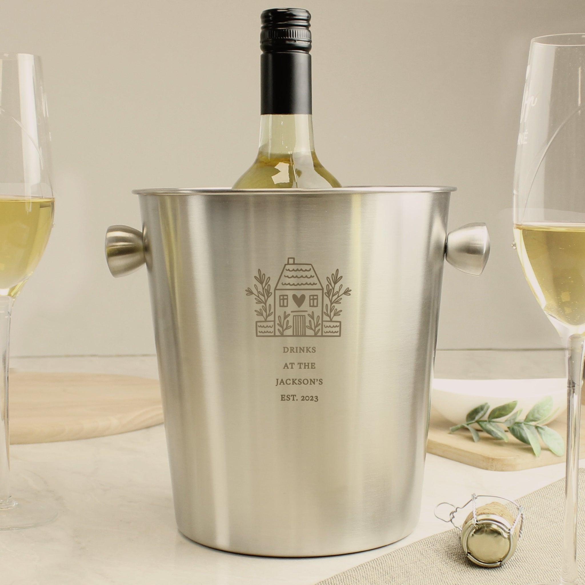 Personalised House Stainless Steel Ice Bucket: 4 - Barware By Gift Moments