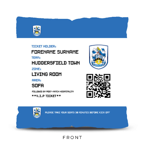 Personalised Huddersfield Town Ticket 18’’ Cushion: 1 - Cushions By Huddersfield Town