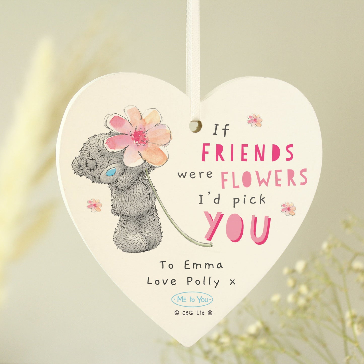 Personalised Me To You If... Were Flowers Wooden Heart Decoration: 2 - Decorations
