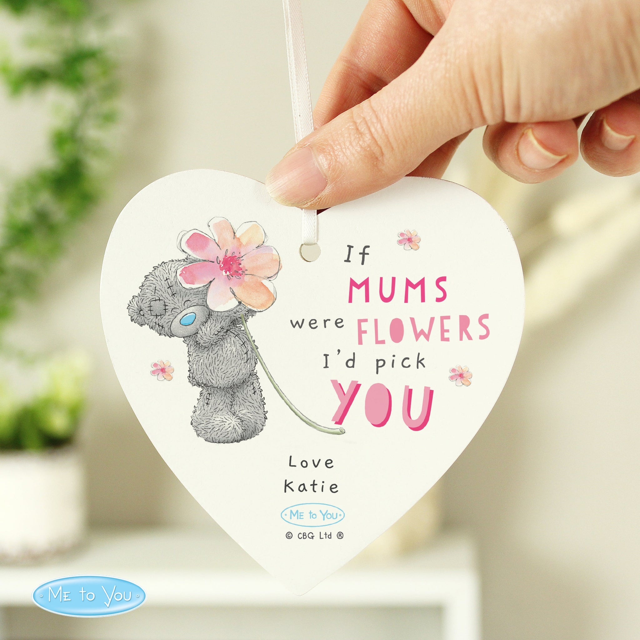 Personalised Me To You If... Were Flowers Wooden Heart Decoration: 1 - Decorations
