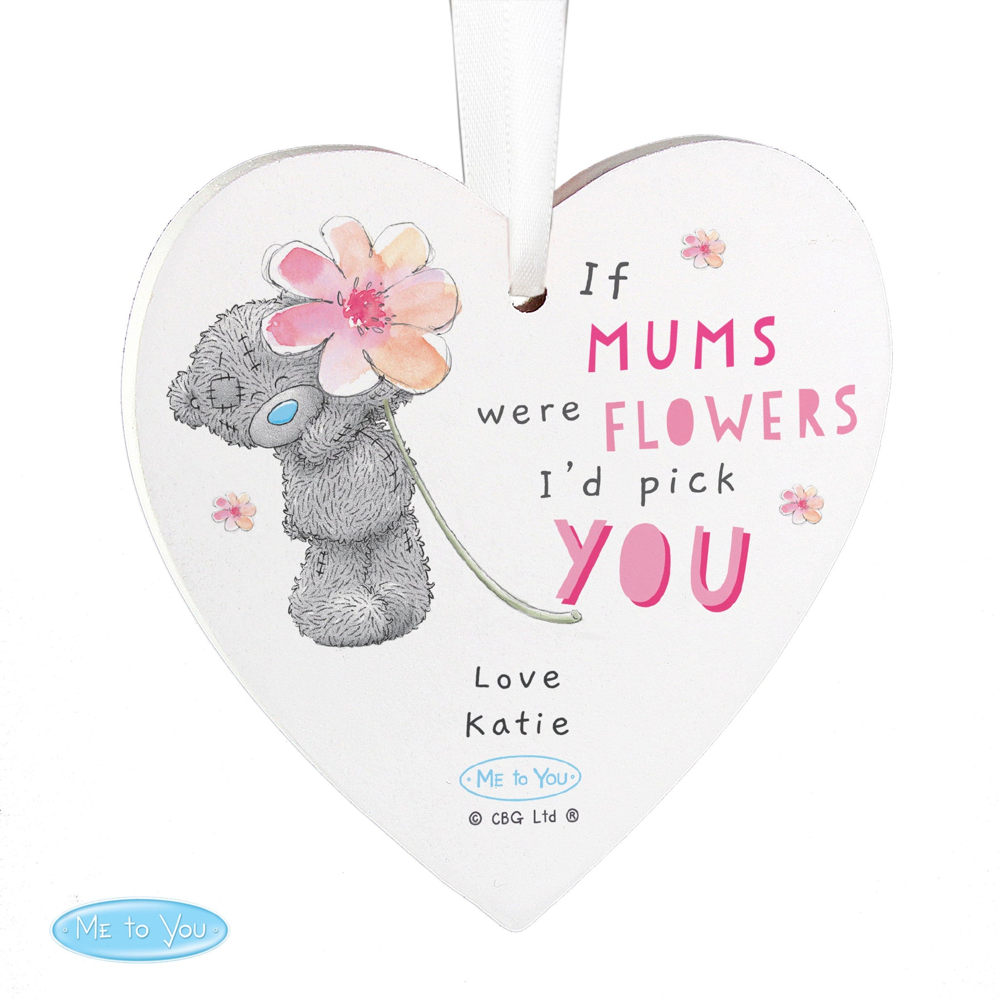 Personalised Me To You If... Were Flowers Wooden Heart Decoration: 4 - Decorations