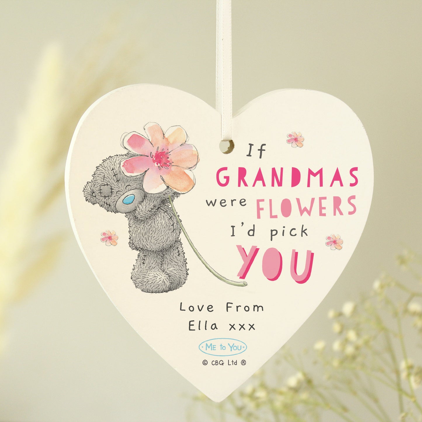 Personalised Me To You If... Were Flowers Wooden Heart Decoration: 3 - Decorations
