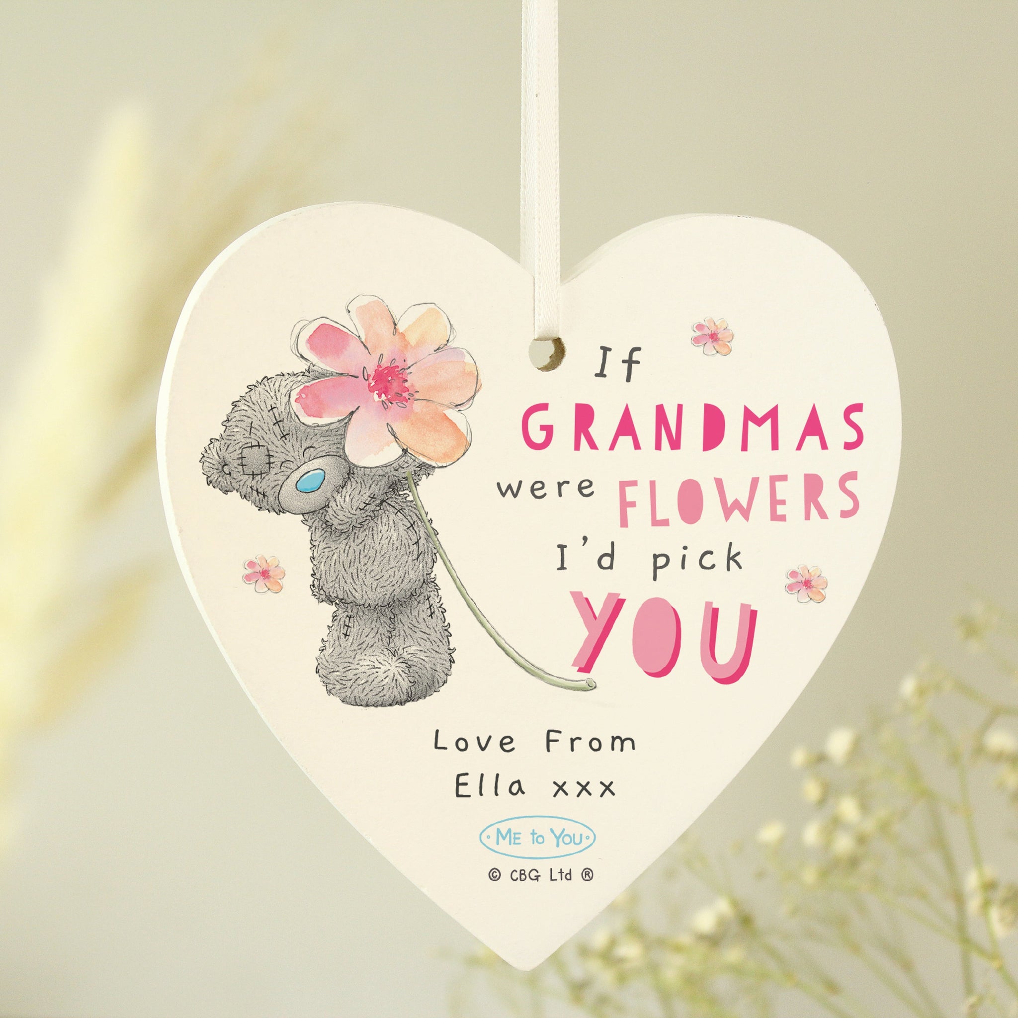 Personalised Me To You If... Were Flowers Wooden Heart Decoration: 3 - Decorations