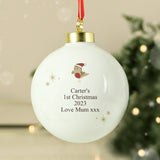 Personalised Initial Little Robin Bauble: 2 - Christmas Baubles By Gift Moments