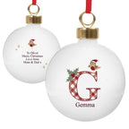 Personalised Initial Little Robin Bauble - Shop Christmas Baubles At Gift Moments - 5