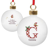 Personalised Initial Little Robin Bauble: 5 - Christmas Baubles By Gift Moments