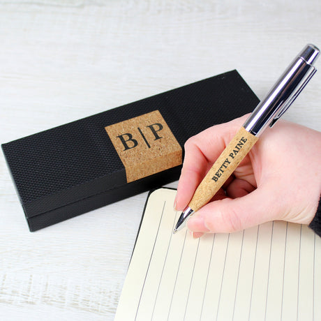 Personalised Initial & Name Cork Pen Set: 3 - Pens & Pencils By Gift Moments