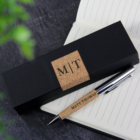 Personalised Initial & Name Cork Pen Set: 1 - Pens & Pencils By Gift Moments