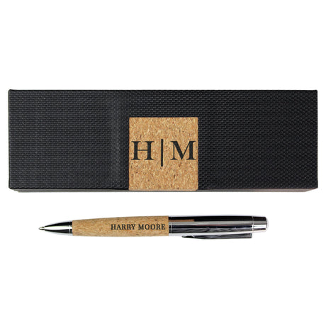 Personalised Initial & Name Cork Pen Set: 5 - Pens & Pencils By Gift Moments
