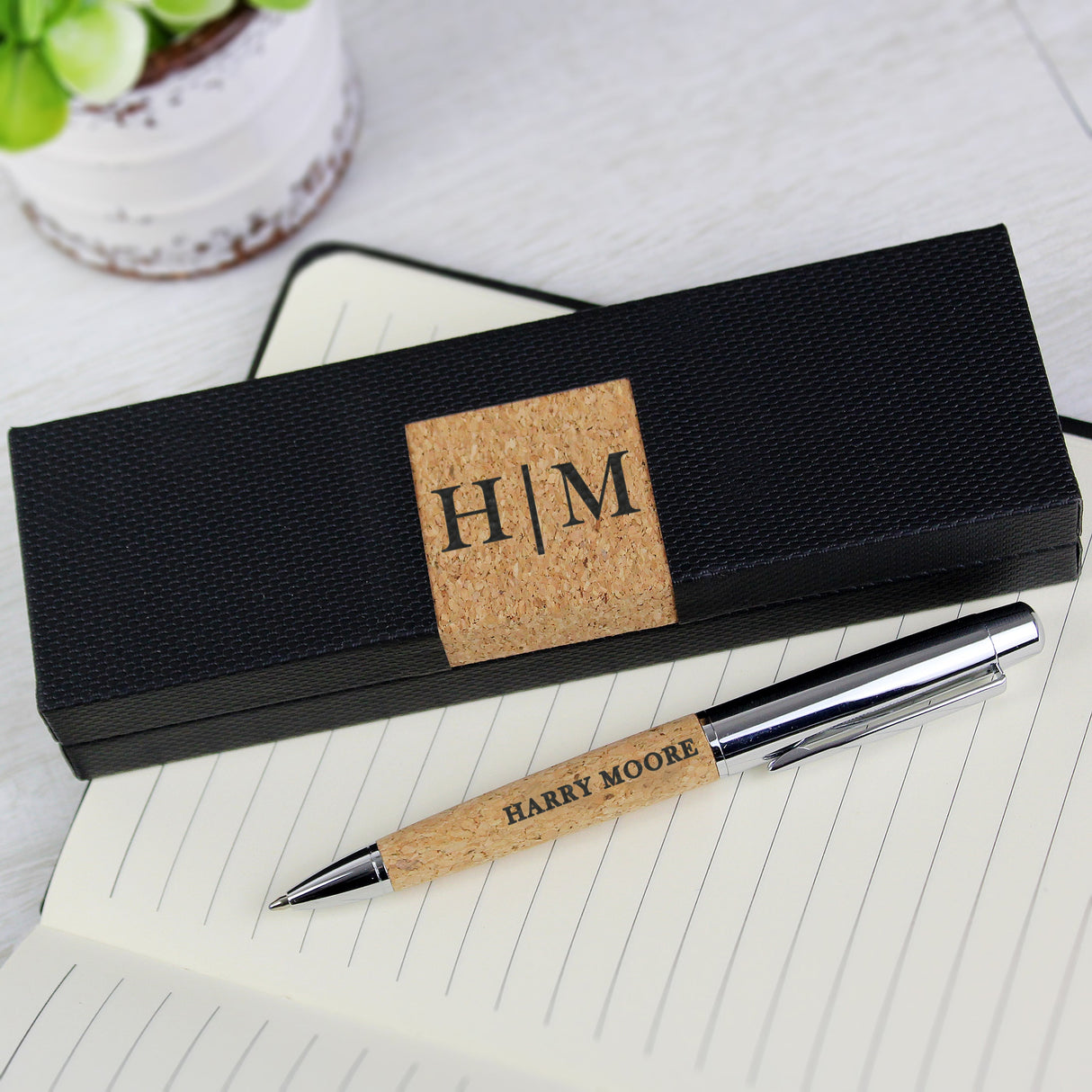 Personalised Initial & Name Cork Pen Set: 2 - Pens & Pencils By Gift Moments