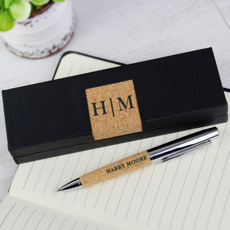 Personalised Initial & Name Cork Pen Set: 2 - Pens & Pencils By Gift Moments