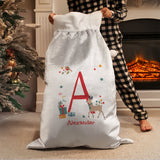 Personalised Initial Reindeer Christmas Sack: 3 - Christmas Sacks By Gift Moments