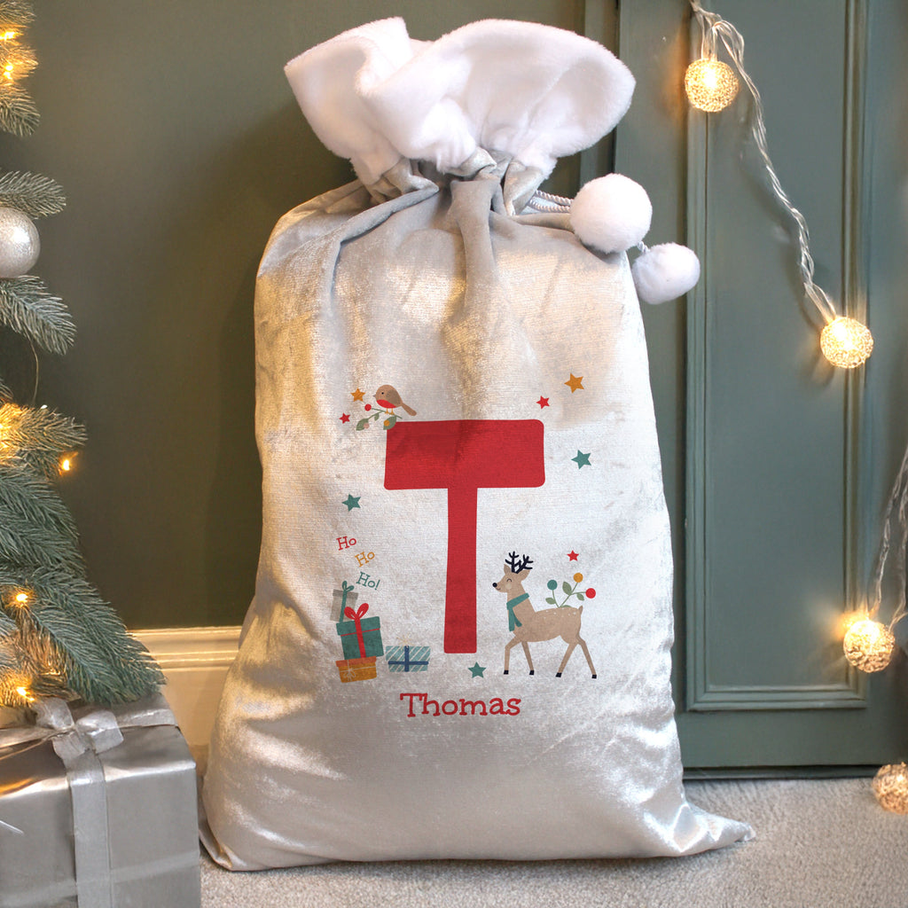 Personalised Initial Reindeer Christmas Sack - Shop Christmas Sacks At Gift Moments - 1