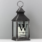 Personalised Initial Rustic Black Lantern: 7 - LED Lighting By Gift Moments