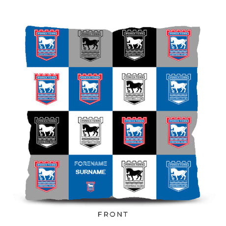 Personalised Ipswich Town FC Chequered 18’’ Cushion: 1 - Cushions By Ipswich Town