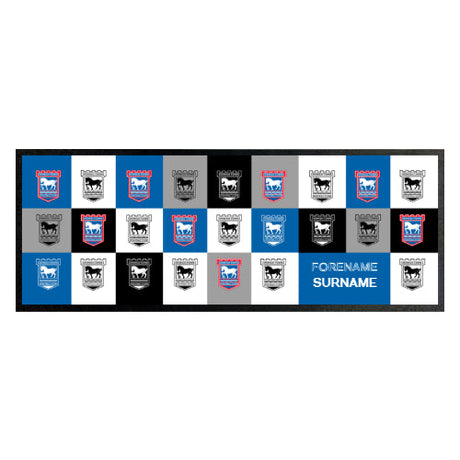 Personalised Ipswich Town FC Chequered Bar Runner: 1 - Barware By Ipswich Town