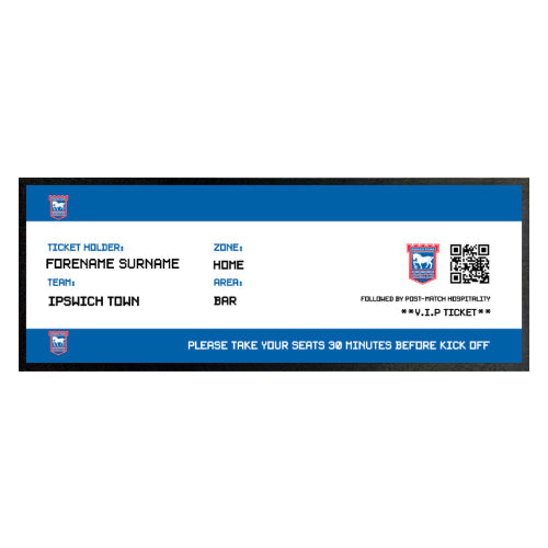 Personalised Ipswich Town FC Ticket Bar Runner: 1 - Barware By Ipswich Town